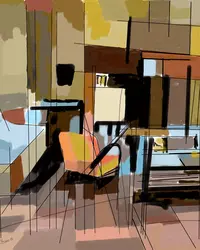 tableau digital, abstrait-figuratif, intérieur maison