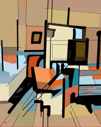 oeuvre digitale, cocon, maison, intérieur