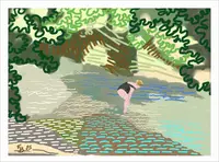 Baignade, peinture numérique