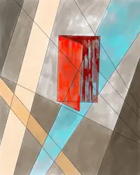 oeuvre digitale, abstrait, lignes et plans colorés