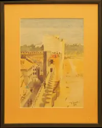 Peinture, aquarelle, Aigues-Mortes, remparts